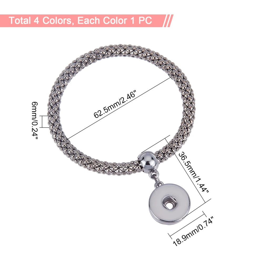 4Pcs 4 Colors 2-1/2 Inch Snap Button Bracelets Corn Chain Bracelet Multilayer Stretch Bracelets for DIY Jewelry Making1