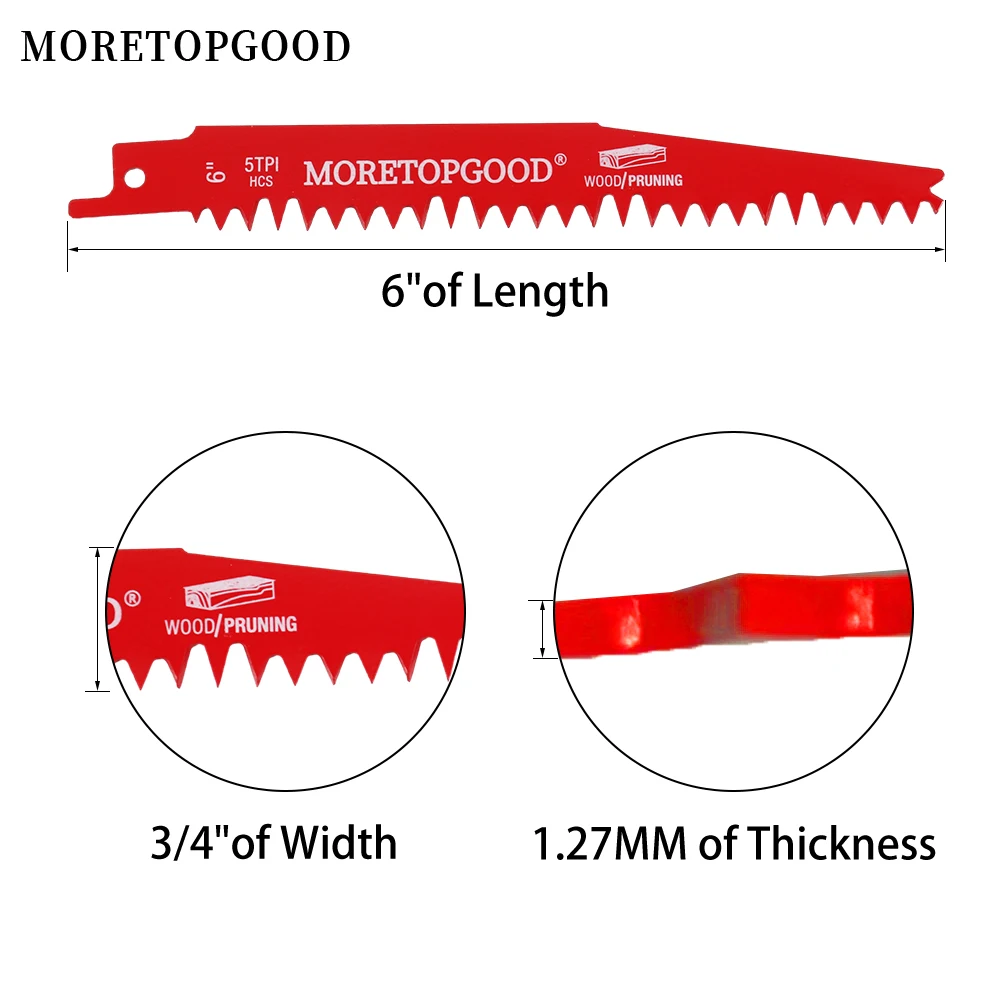 MORETOPGOOD Wood Pruning Reciprocating Saw Blades, Wood Saw Blades Sawzall Saw Blades for Trees Wood Cutting