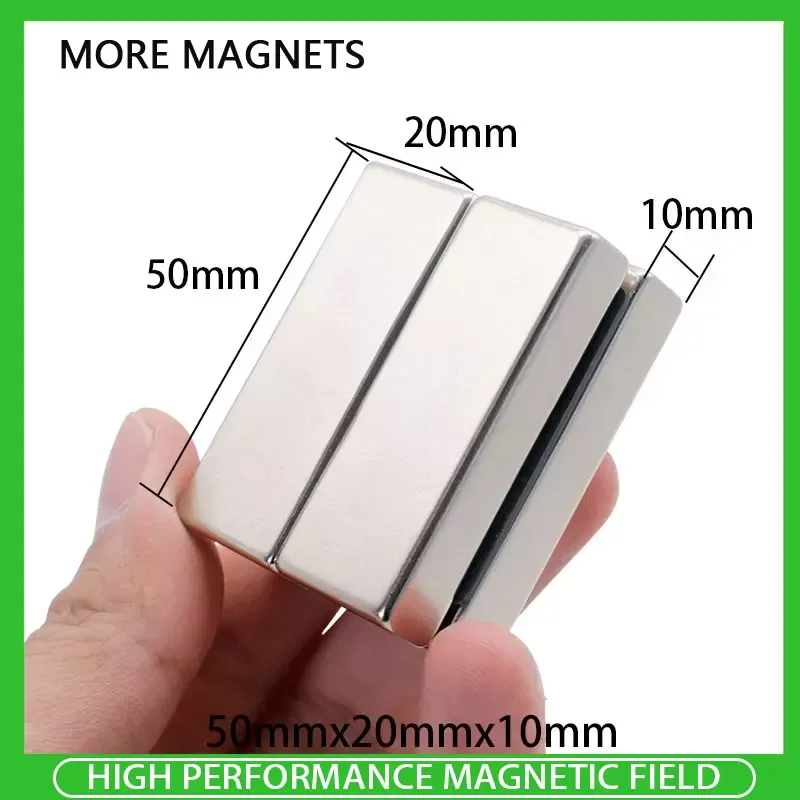 1/2/3/5PCS 50x20x10mm Neodymium Magnet 50mm x 20mm x 10mm N35 NdFeB Block Super Powerful Strong Permanent Magnetic imanes