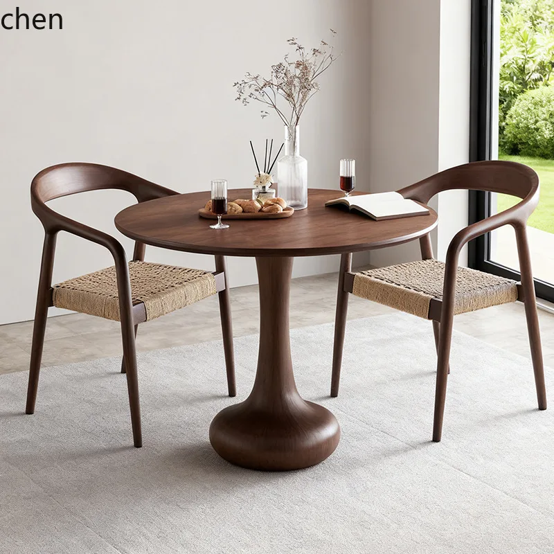 CZ Solid Wood Vintage Dining Chair Restaurant Desk Backrest Chair Homestay Cafe Leisure Rope Woven Chair