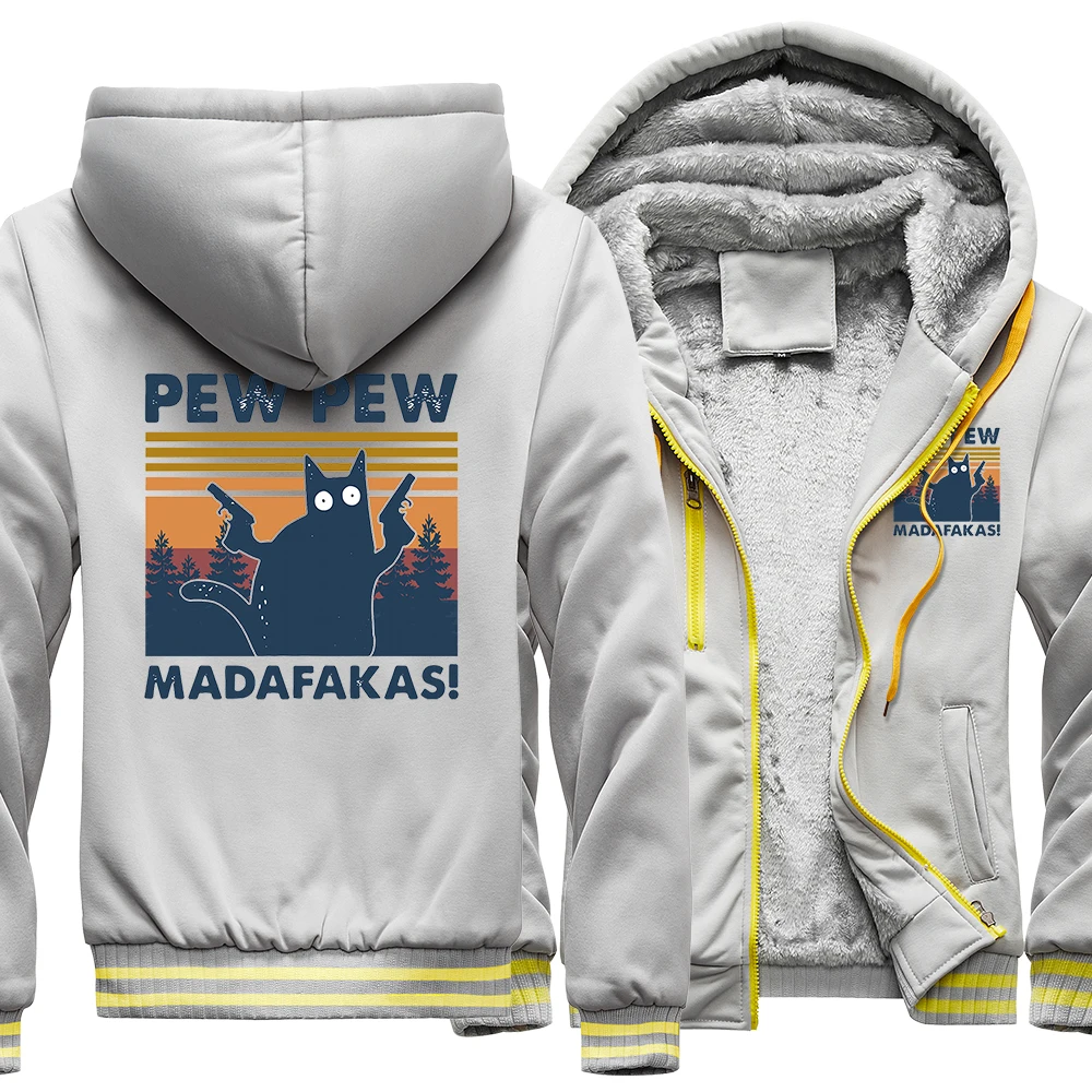 

Pew Pew Madafakas Vintage Prints Men Raglan Sleeves Hip Hop Street Clothing Creative Pocket Casual Coat Fashion Man Zipper Hoody