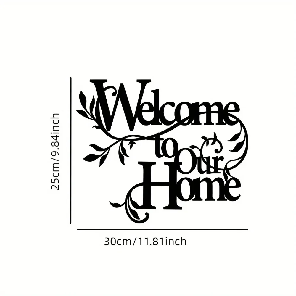 1pc Metal Welcome To Our Home Wall Sign, Wall Decoration Pendant, Welcome Sign, Home Decoration,Iron Art, Wall decoration