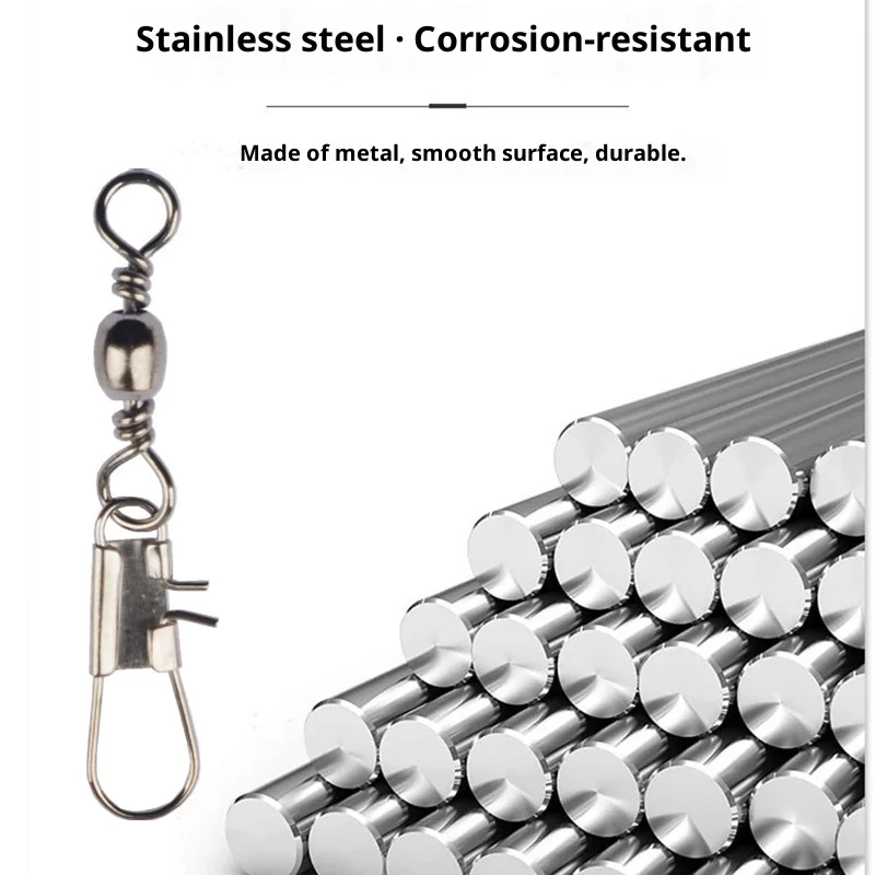 50 قطعة/100 قطعة صندوق الفولاذ المقاوم للصدأ الصيد تحمل وصلة دوّارة لصيد الأسماك مع المفاجئة صيد السمك إغراء B-نوع دبوس موصل مع حلقة مثمنة #3