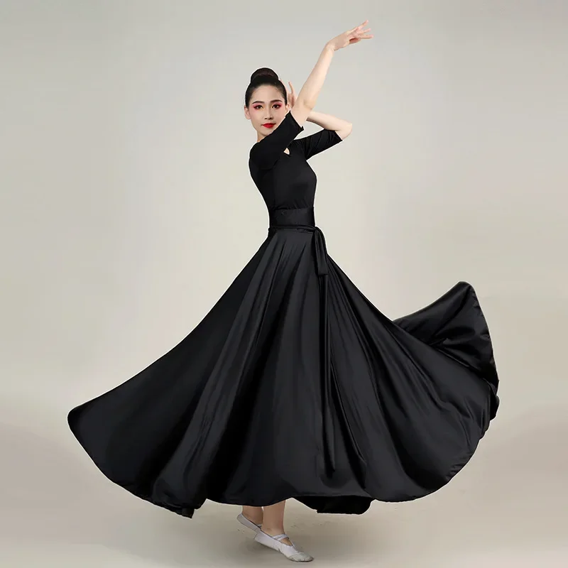 Saia Flamenco Feminina, Saias de Dança Espanhola, Vestido para Treino de Dança do Ventre, Performance Cigana, Saia Grande Swing Feminina, 540/720 Graus, Novo