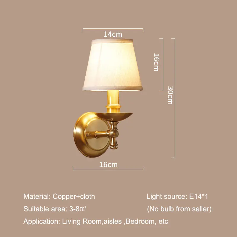 Imagem -02 - Estilo Americano Retro All Copper Wall Lamp Nordic Sala Quarto Bedside Lamp Espelho Lâmpada Frontal Corredor Escadaria Lâmpada