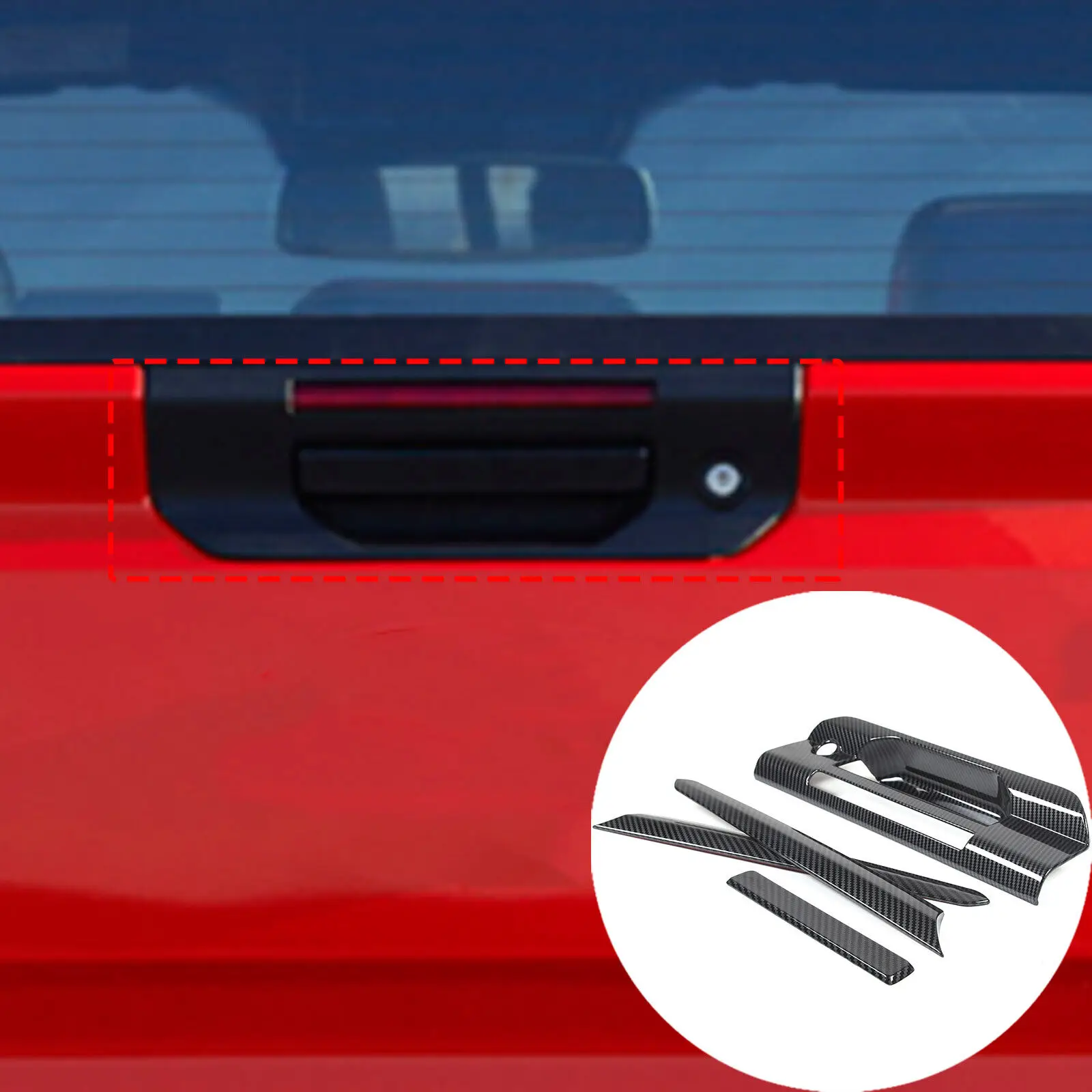 Carbon Fiber Door Molding Trunk Trim Car Accessories For Ford Ranger 2023 2024 2025 Auto Parts Rear Tailgate Handle Cover