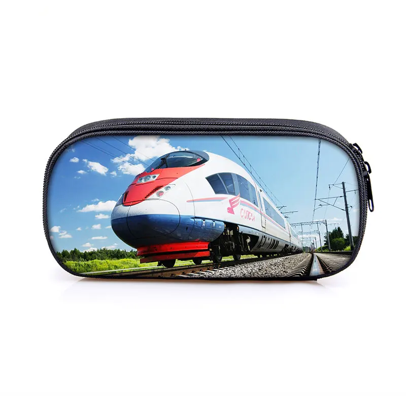 High Speed Rail Train Print Cosmetic Case Pencil Bag Kids Stationary Bags Teenager Pencil Box School Supplies Gift