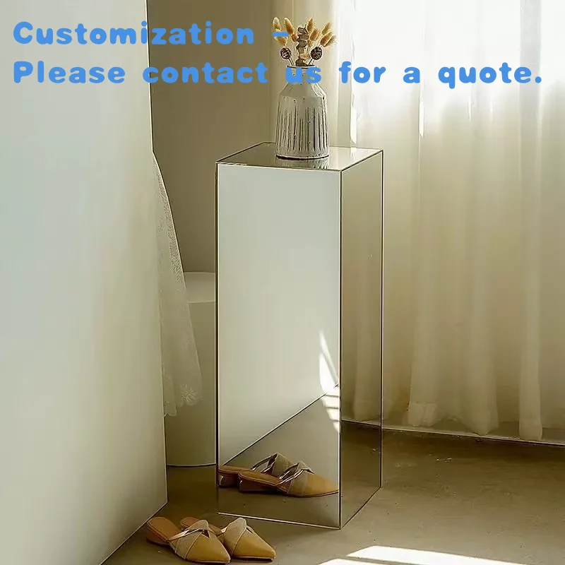 custom.Square Acrylic Multiple Color Mirrored Pedestal Stand Large Retail Display Riser Mirror Display Rack Shoe Store Customiza
