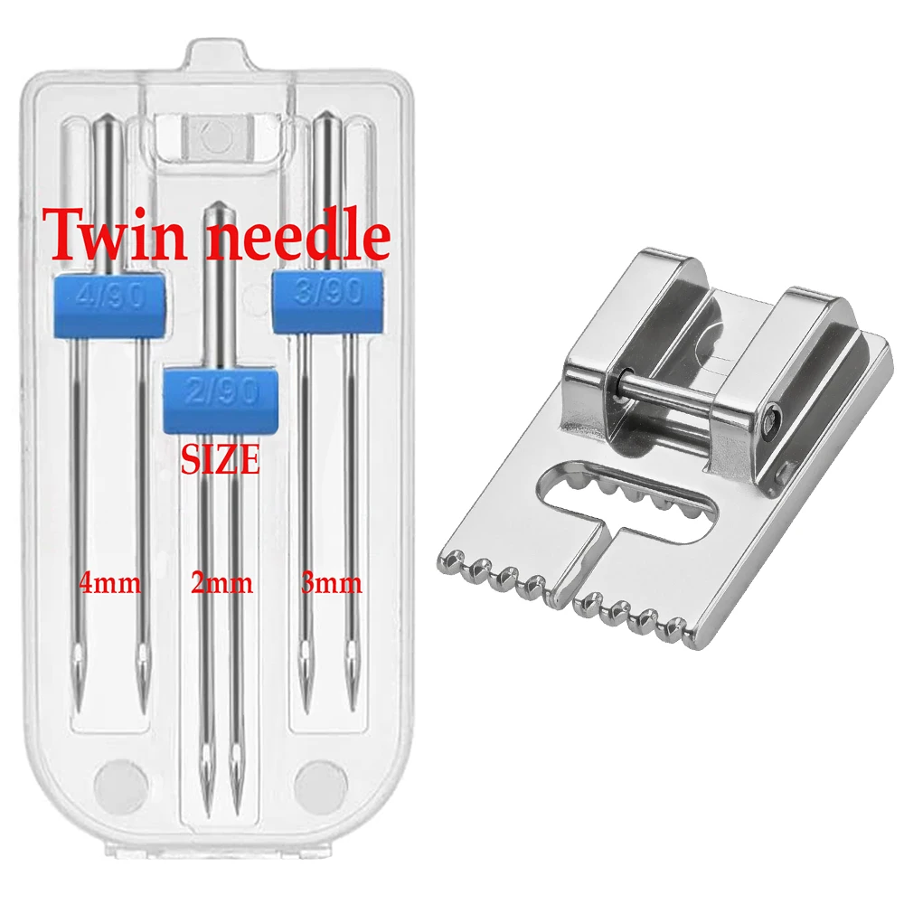 

9 Groove Pintuck Presser Foot And 3 PCS Double Needles 3 Size 2/90 3/90 4/90 For Singer Household Sewing Machine Accessories