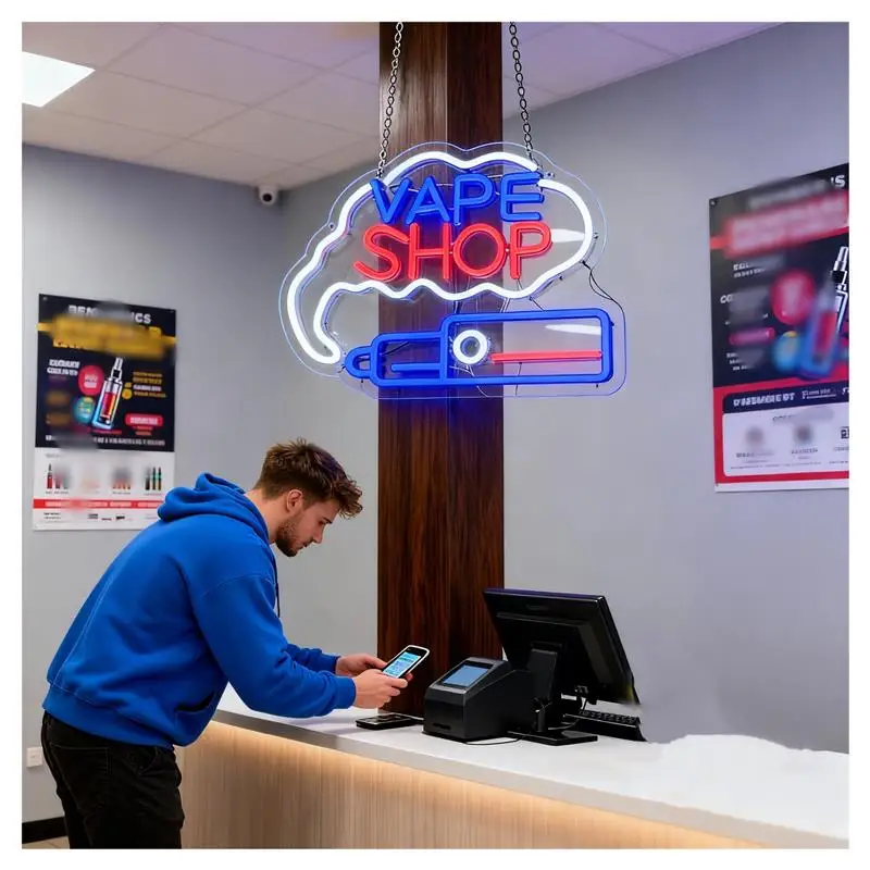 "Vape Shop Business" Neon Sign USB Dimmable LED Light Cigarette Shops Bars Pubs Billboard Grand Opening 40X30cm view 2