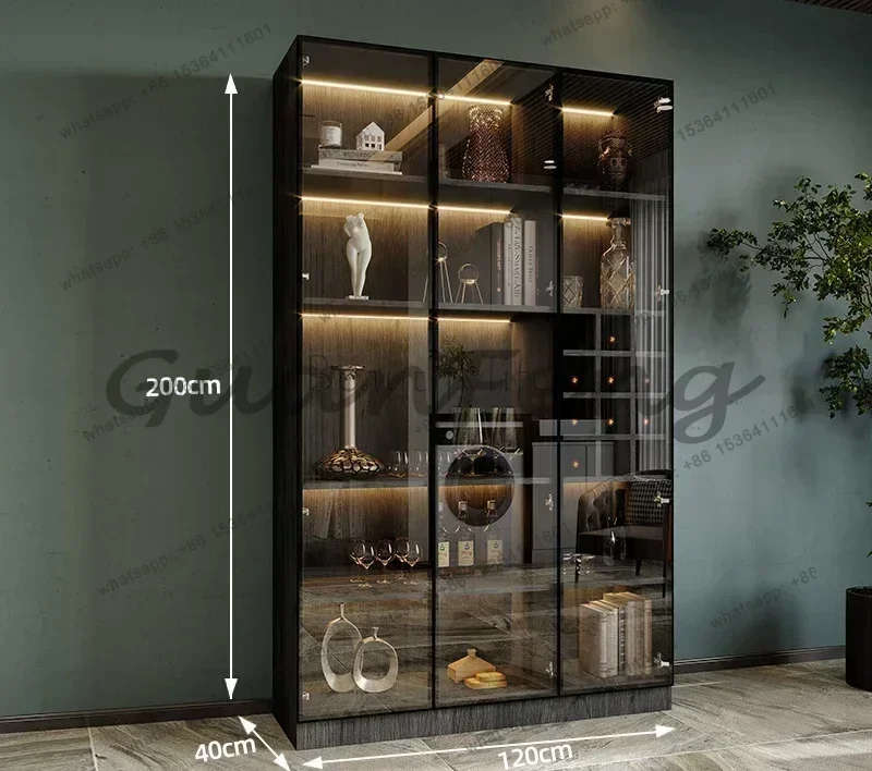 Living Room Wall Display Cabinet Household Luxury Sideboard Small Glass Door Storage Lockers.