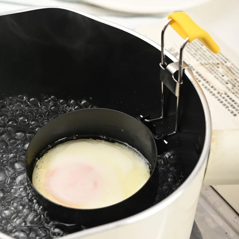 Foldable Hanging Non Stick Heat Resistant Round Egg Mold for Poached Soft Boiled Eggs Egg Steamer Spoon Household Kitchen Tool