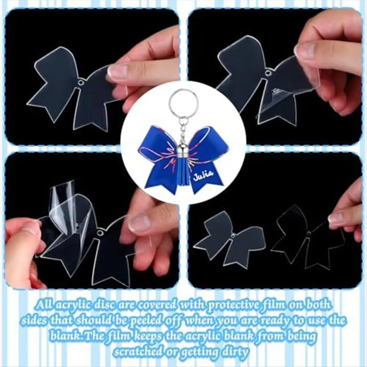 Immagine 5: *AB 40 pezzi portachiavi con fiocco portachiavi con fiocco in acrilico con nappe per portachiavi fai da te progetti fatti a mano accessori allegria