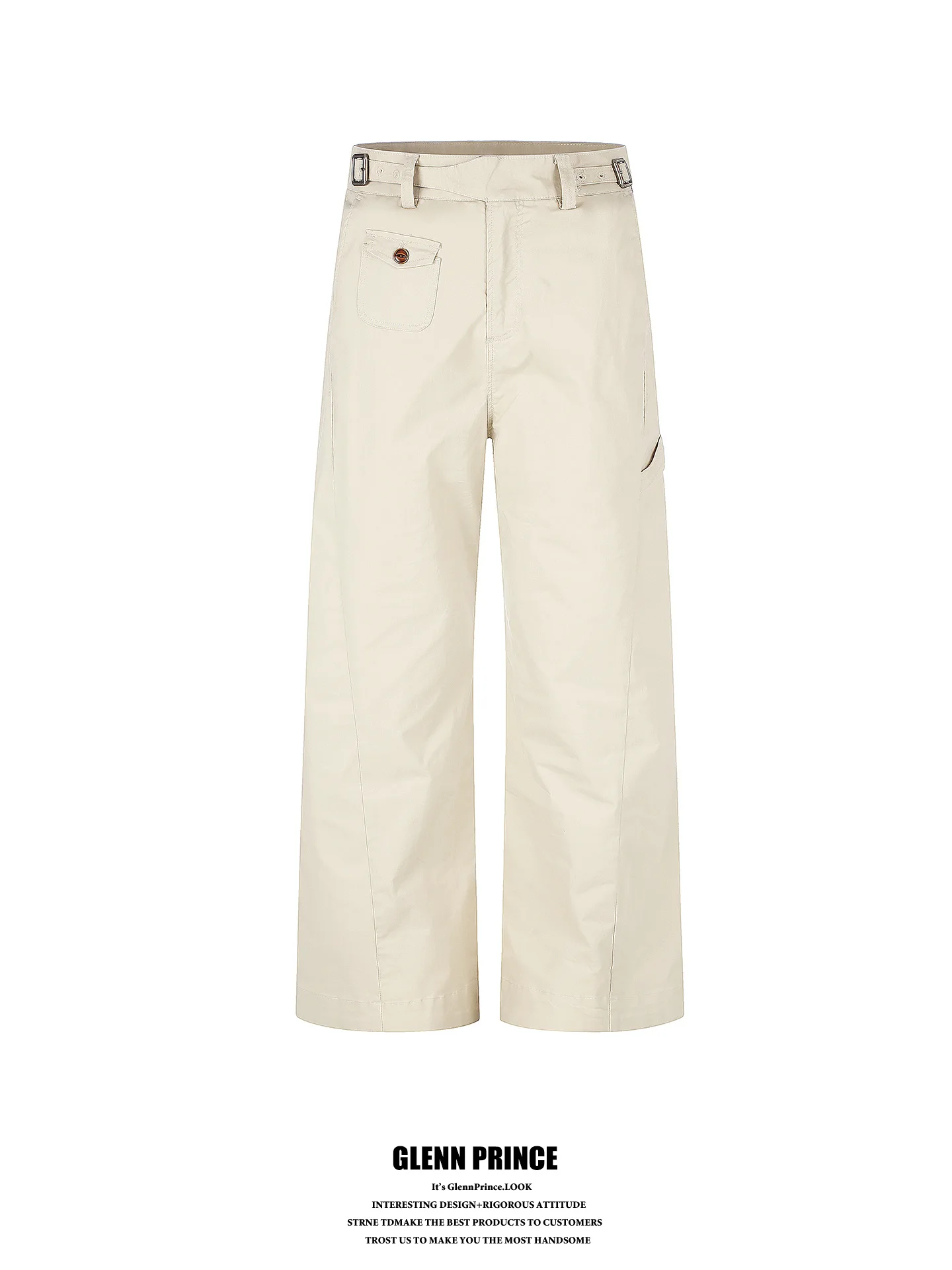 

American Retro Tailored Men's Work Trousers with Adjustable Waist Belt Cleanfit Commute Straight Leg Pants Casual Loose Fit