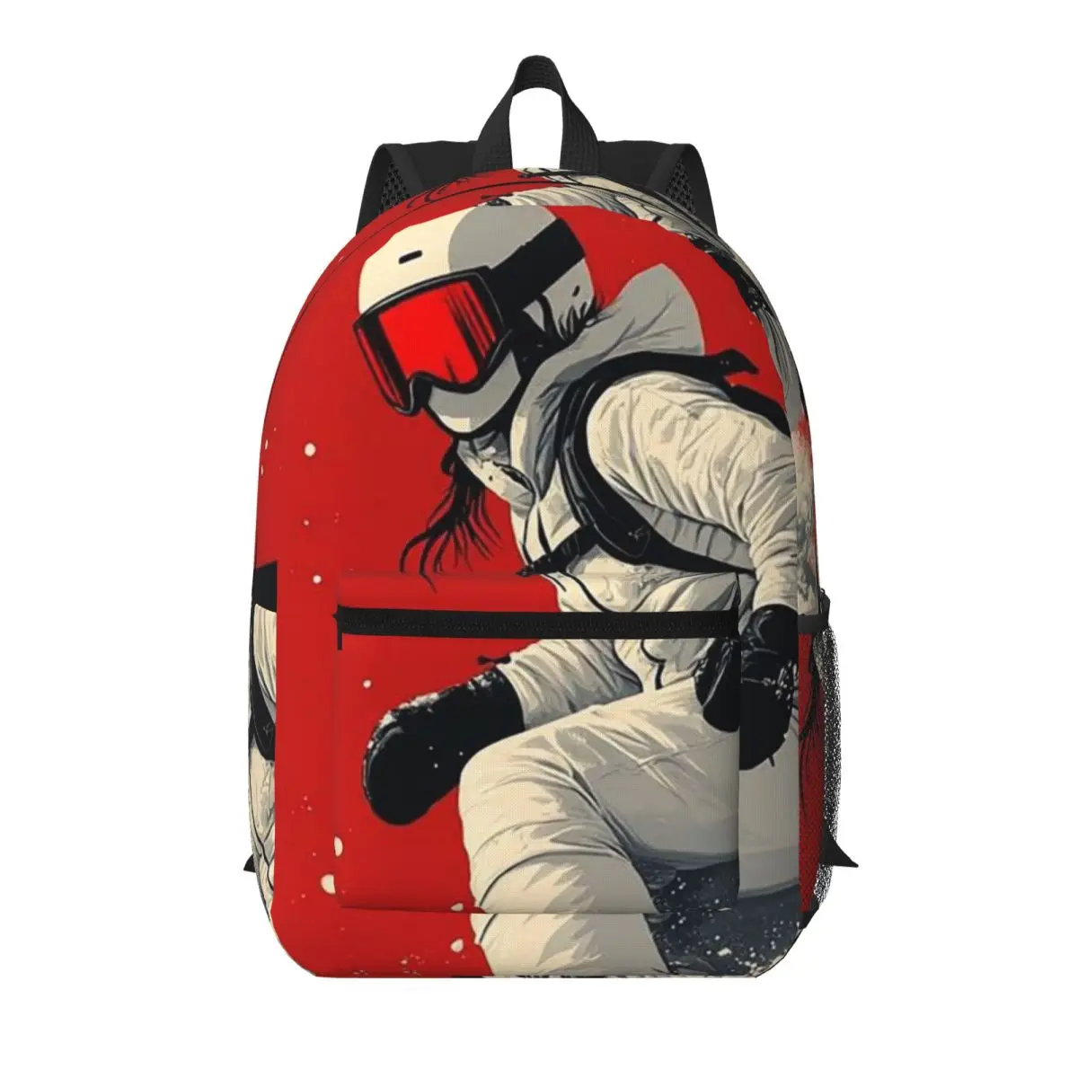 

Retro Style Snowboarder Snowboard Student Backpack School Bag Hiking Travel Daypack for Men Women Bookbag Shoulder Bags