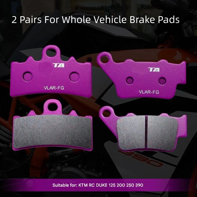 For KTM RC/DUKE 125/200/250/390 Ceramic Brake Pads Heat Treated Backplate Grooves Clear Mud For Rough Off-Road Braking