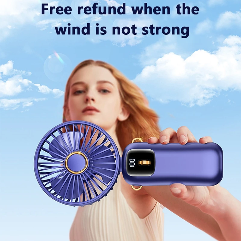 مروحة صغيرة معلقة على الرقبة من Xiaomi قابلة للطي 5 سرعات USB قابلة لإعادة الشحن مع حامل هاتف وشاشة عرض مبرد جديد