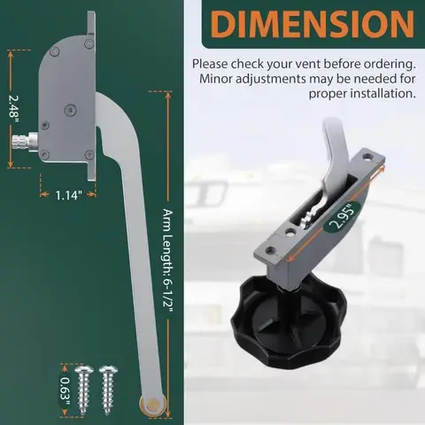 RV Roof Vent Operator Assembly With Screw For Ventline Ventadome For 14 X 14 Standard RV Roof Vents With Wedge Shaped Covers