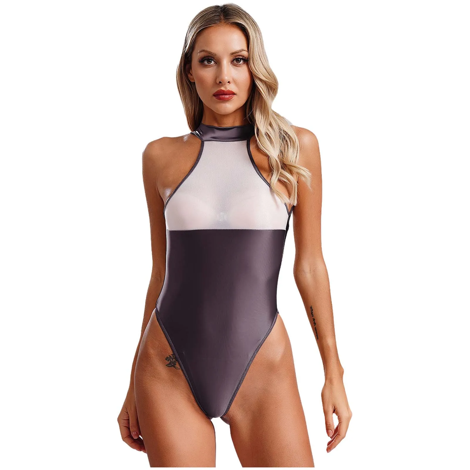 Donne erotiche vedono attraverso la tuta appesa al collo aderente tuta aderente per costumi da notte intimo lingerie