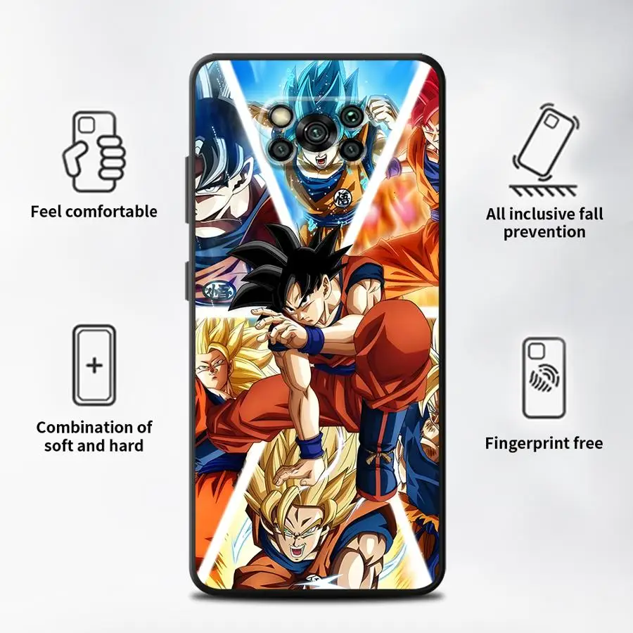 Dragon Ball Handsome Goku Case for Xiaomi Poco C40 C50 F3 F7 C75 X7 C71 C51 C61 X5 M3 M4 Pro X3 NFC X4 Pro M5s M7 Black Soft - view 4