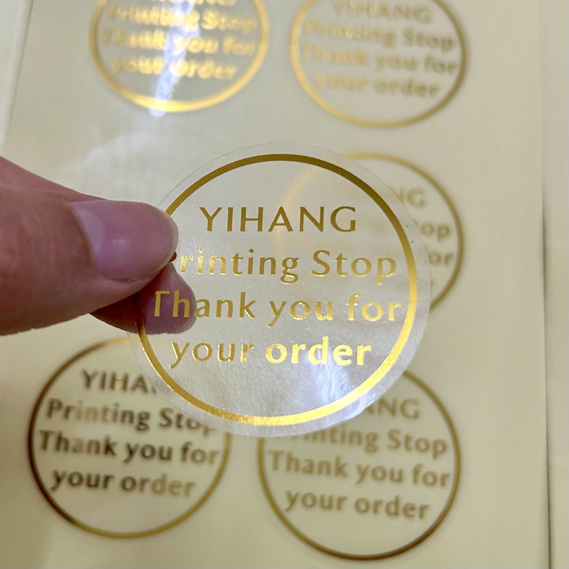 

gold font transparent stickers,transparent adhesive, customize various shapes, customize logos, any text