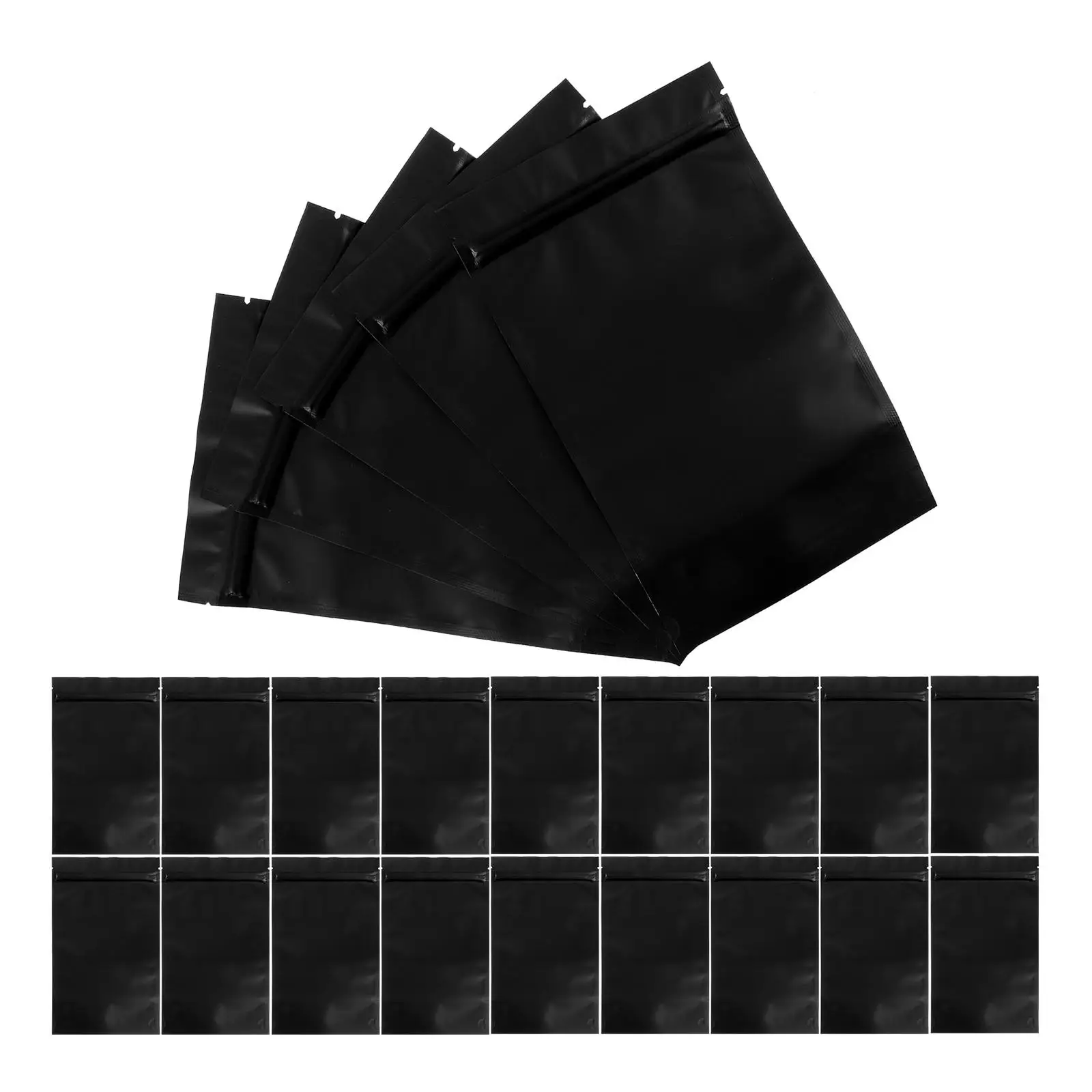 

100 Pcs Black Sealed Bags 12x20+4cm 18 Food Packaging Resealable Safe Reusable Wrapping Bags for Snacks Tea Coffee