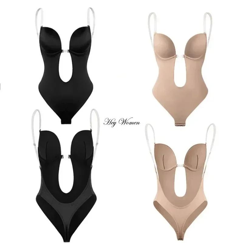 Seamless One-Piece Underwear Women Invisible Push Up Ladies Bra Open Back Black Dress Corset Slimming Corset Body Shaper