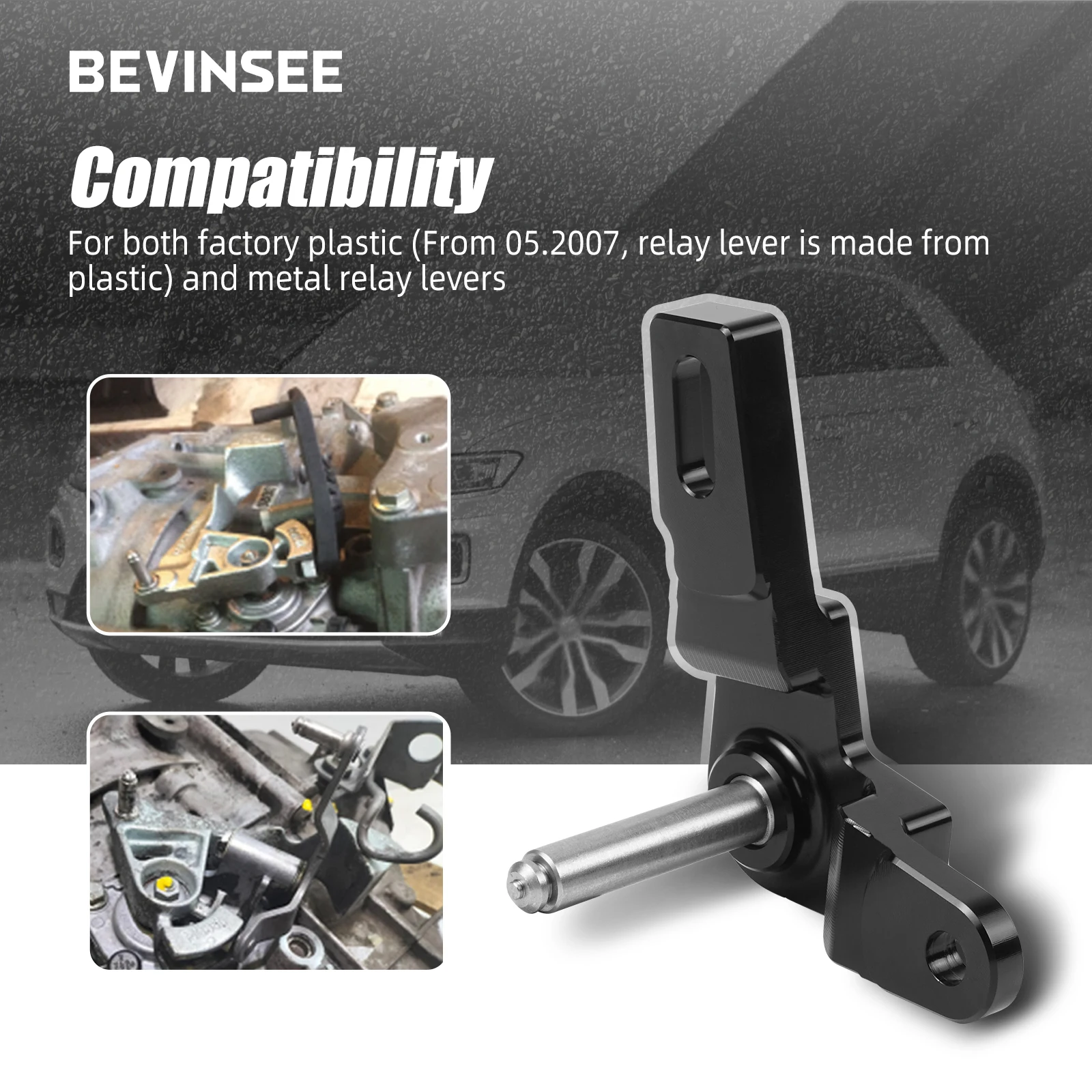 BEVINSEE Short Shifter Relay Lever Kit For 6 Speed Manual For VW For Golf MK6 MK7 MK8 For Golf GTI/R For Jetta For Audi A3 8P TT