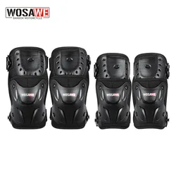 WOSAWE Motorcycle Knee Pads and Elbow Pads Riding Outdoor Sport Double Straps Adjustable Comfort Shock Absorption Guard