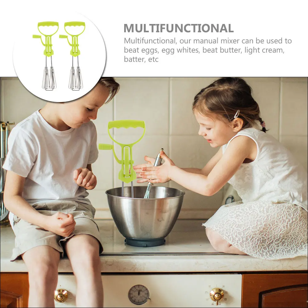 

Manual Hand Crank Egg Beater Stainless Steel Plastic Handle Multi-Functional Kitchen Mixer Egg Blender Mixing Supplies