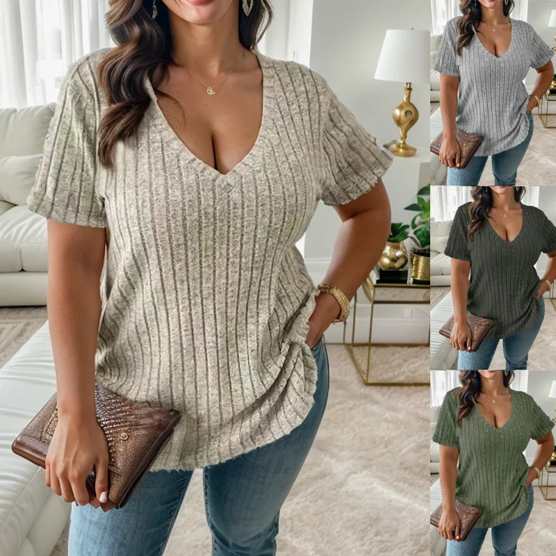 

T-shirt for Female Summer New Solid Color Strapless Round Neck Hollow Short-sleeved Casual Blouse