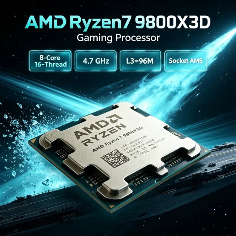AMD Ryzen 7 9800X3D 4.7GHz Gaming Processor L3=96M Socket AM5 8-Core 16-Thread R7 9800X3D DDR5 4NM 120W