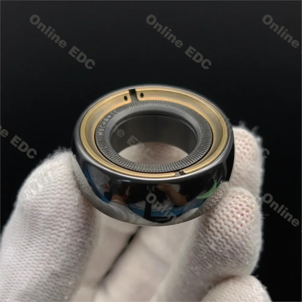 Used EDC Toys LAUTIE Mechanic C Pro Paragraph Finger Ring Zirconium Brass Fingertip Gyroscope Ratchet Magnetic Toys EDC