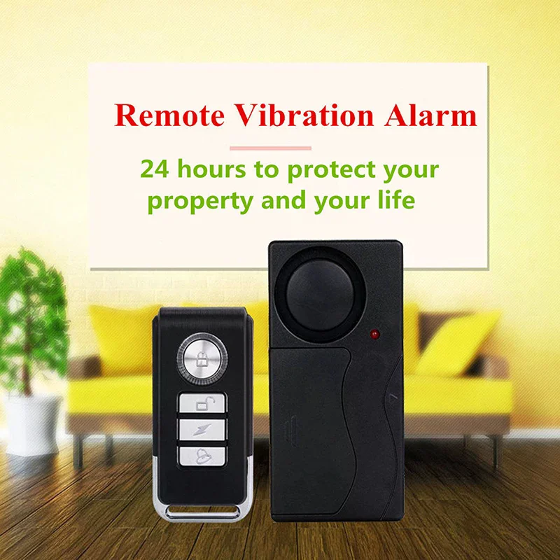 Wireless Vibration Bike Alarm With Remote Control Anti-Theft Door And Window Alarm 110dB Loud Home Bicycle Security