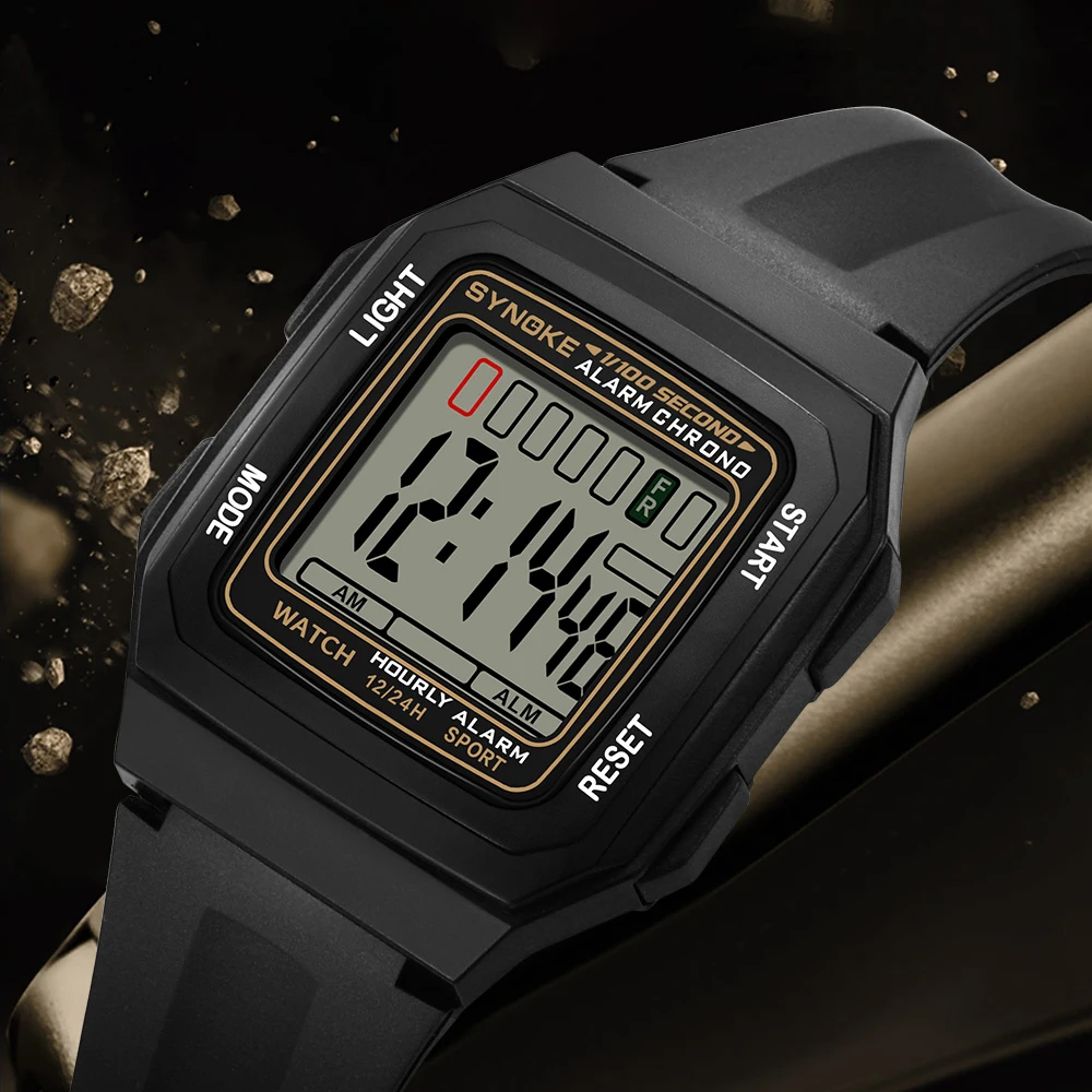 Sports Digital Watch for Men: Water-Resistant, Stopwatch- Stylish Square Design for Precision Timing & Durability