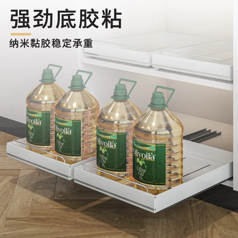 Stainless steel kitchen pull-out rack under sink pull basket cabinet drawer type ultra-deep storage box artifact image 3