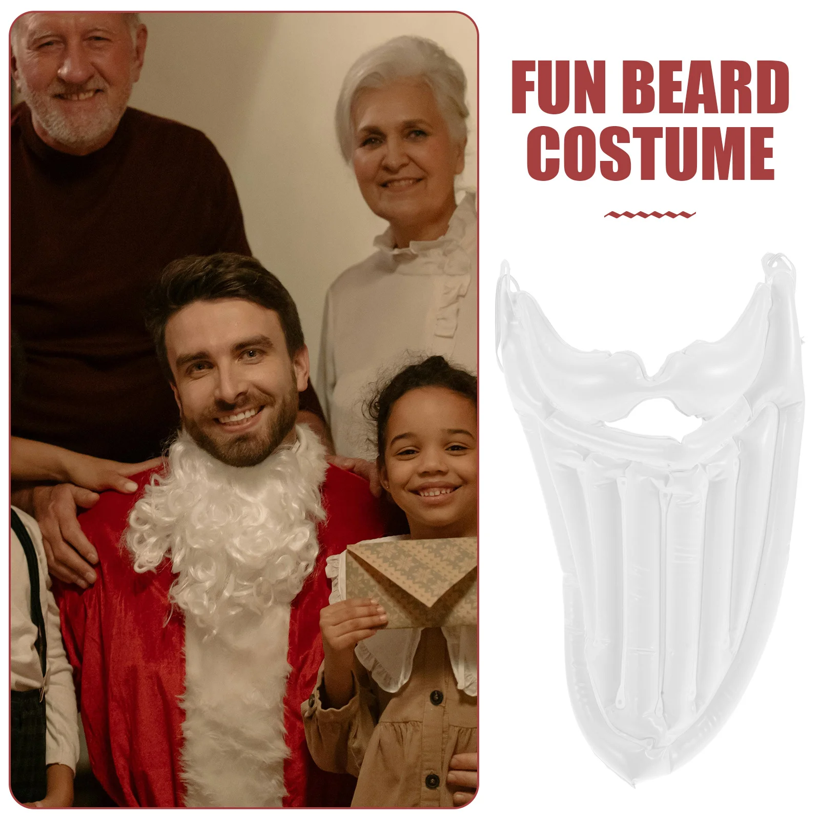 Costume da Babbo Natale gonfiabile con barba bianca e baffi Barba lunga realistica per la festa di Halloween cosplay di Natale