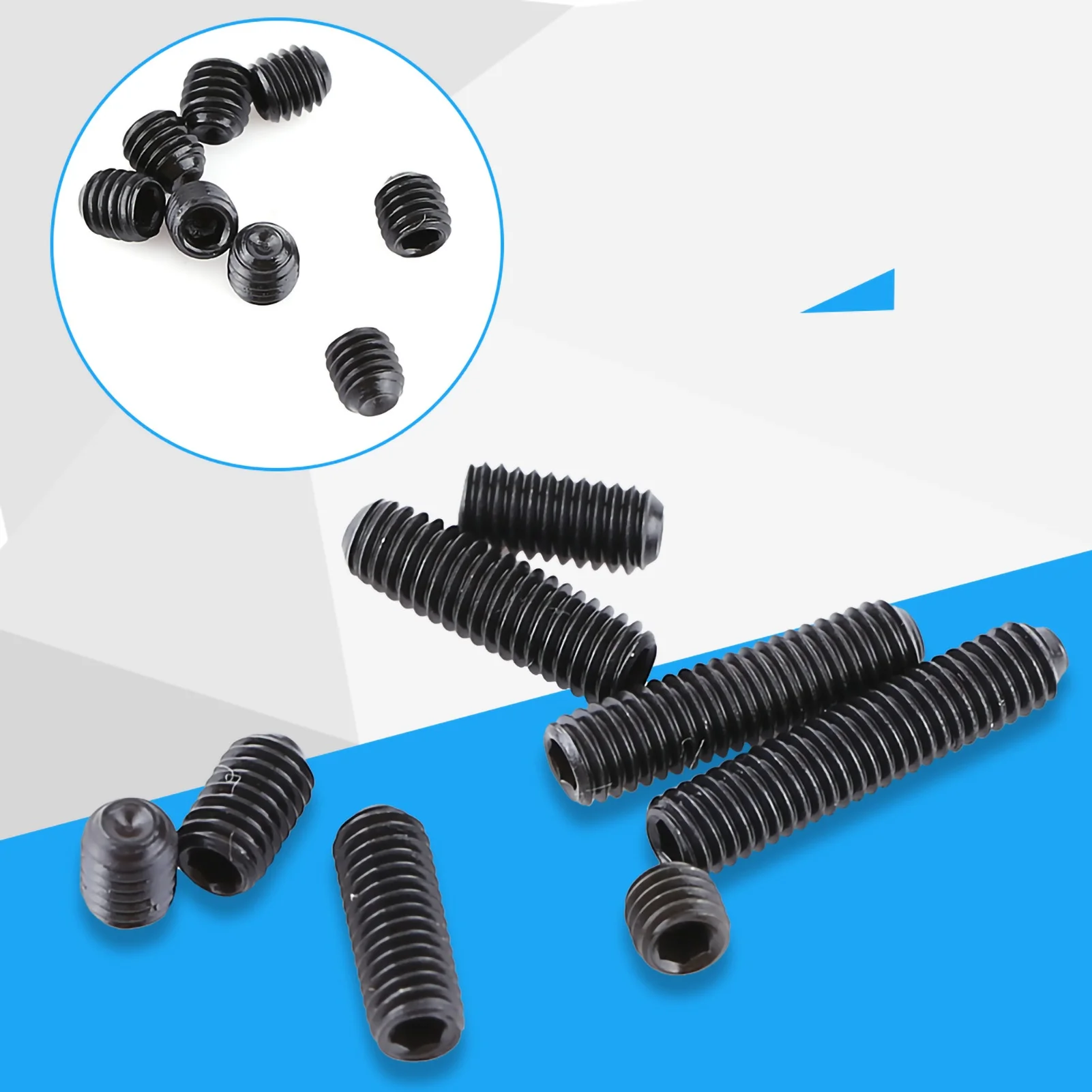 200pcs M3 Black Carbon Steel Socket Cup Point Grub Set Screw Assortment