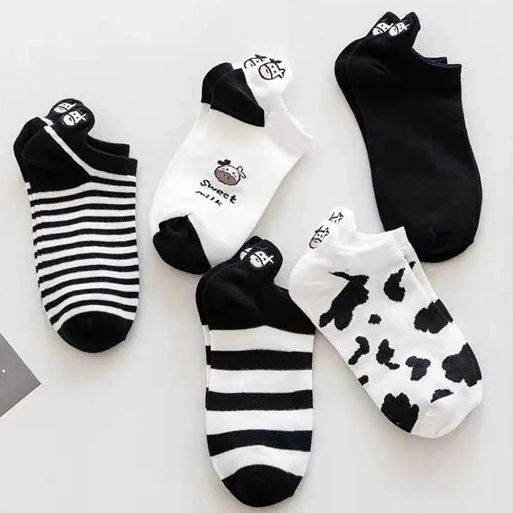 5 Pairs/Lot Summer Women Cartoon Short Socks Animal Print Low Tube Cool Socks Set Cute Ankle Foot Cover Fashion New Kawaii Sock