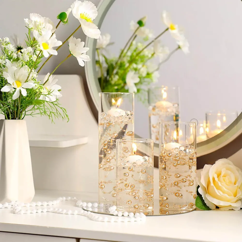 Clear Floating Candle Vases Bulk Glass Cylinder Vases Centerpieces Hurricane Candle Holders for Wedding Party Home Table Decor