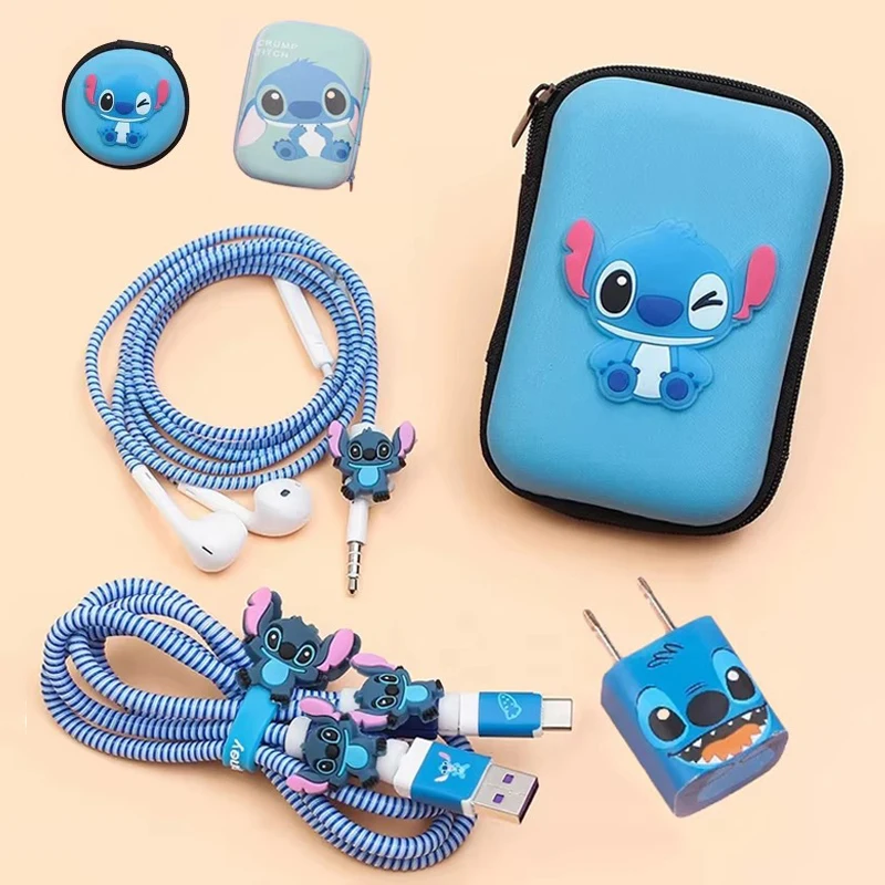 

Stitch Iphone 5w Charger Cable Protector Case Sticker Storage Bags Winder Cartoon Kawaii Cute Data Line Earphone Protect Cover