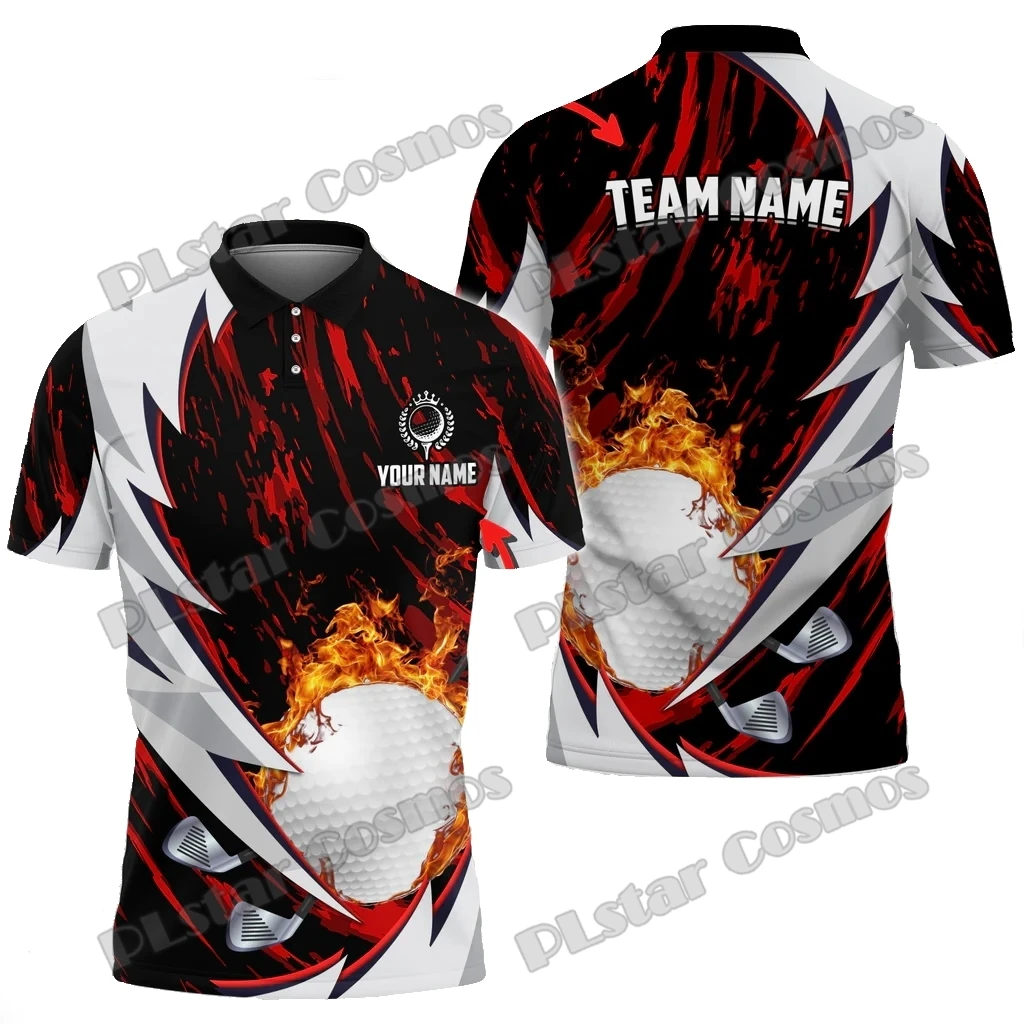 Golf Fire Thunderstorm Multicolor Option Customized Name 3D Printed Men's Polo Shirt Summer Unisex Casual Polo shirt WK258