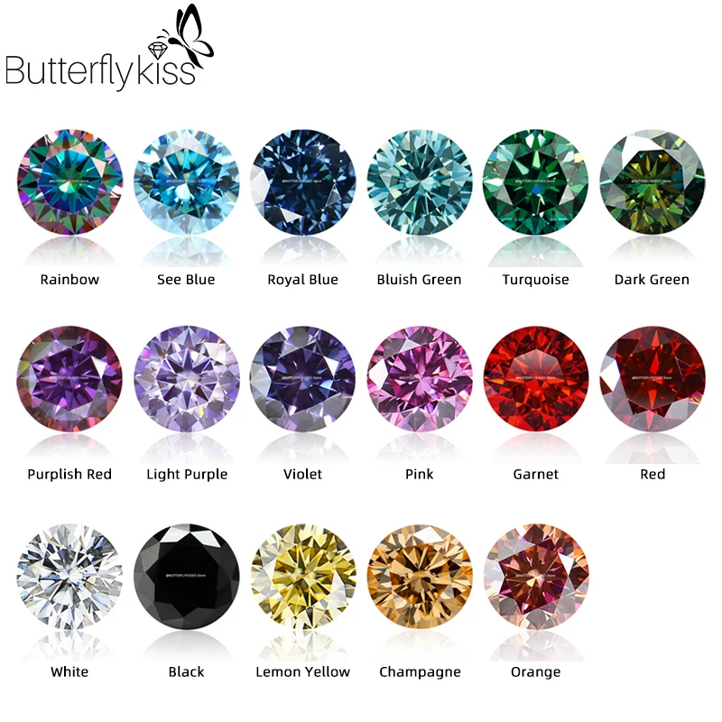 

Butterflykiss Colored Loose Moissanite Stones 0.5-3CT Rainbow Pi Black Moissanites Shining Fine Jewelry Round Lab Grown Diamonds