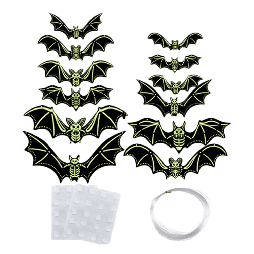 

Halloween Glow-in-the-Dark Bat Stickers Night Light Decorations Outdoor Party Supplies Garden Accessories PET Material