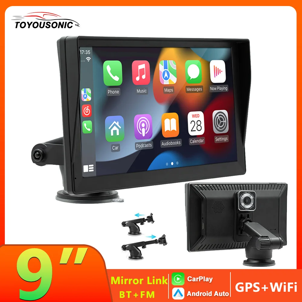 TOYOUSONIC 9 Inch Touch Screen Car Stereo With Carplay Android Auto Phone Link GPS WIFI BT FM Radio USB Type-C Car Radio Player