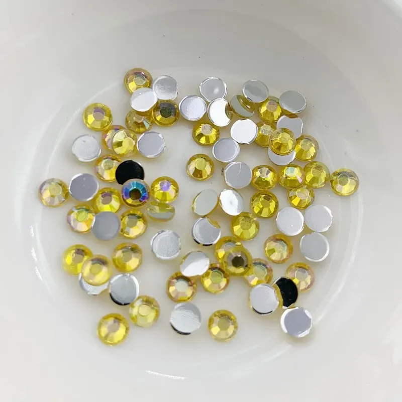 400 pz 4mm Flatback Acrilico AB Rotondo di Cristallo Strass Cabochon Parte Posteriore Piana Per La Decorazione di Nozze FAI DA TE-E72