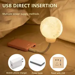 NEW Vivid 3D Moon Lamp Printed Night Light Voice Control USB Light Lunar Moonlight Ball 3Color Mode For Kids Gift Decor