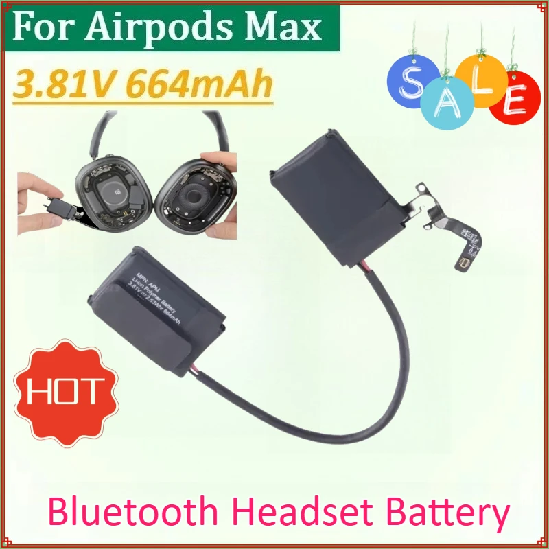 

3.81V 664mAh Rechargeable Battery for Airpods Max Battery Replacement Repair Spare Parts Head-mounted Bluetooth Headset Battery