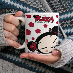 Cute Cartoon Pucca Garu 11oz Afternoon Tea Mug Multifunctional Ceramic Coffee Mug Porcelain Coffee Cup Drinking Cup