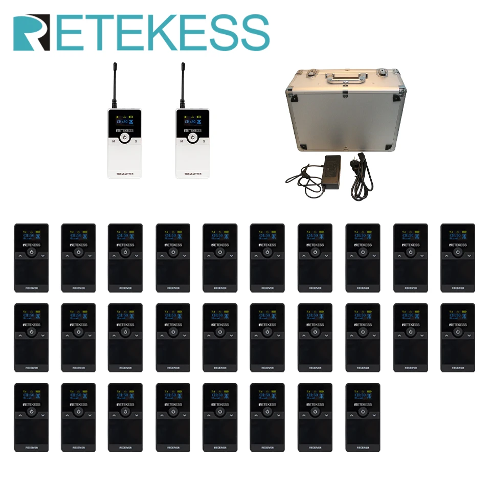 

Retekess TT116T Audio Tour Guide Set Система руководства Whisper Tour с зарядным чехлом для церковной конференц-обучения, фабричного посещения